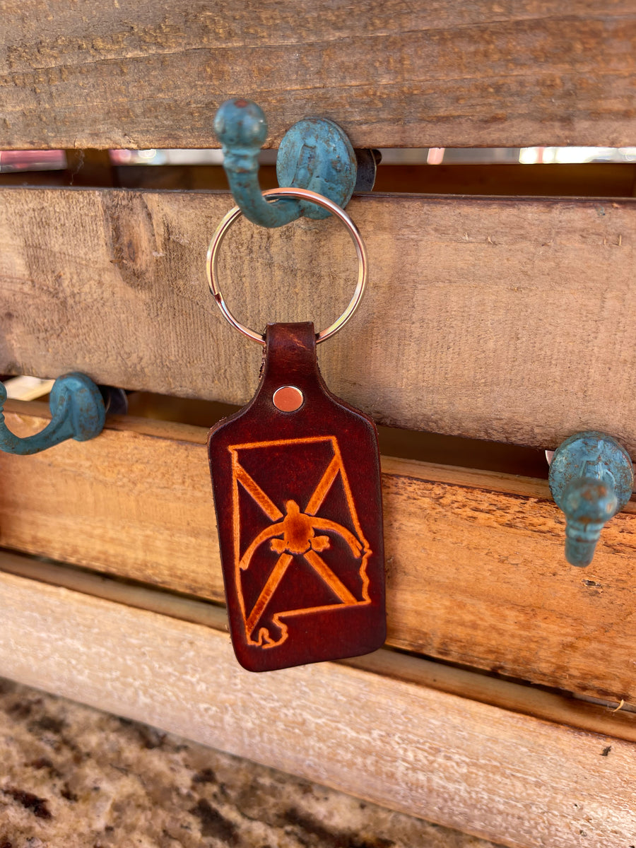 Dixie Cupped Handcrafted Leather Keychain (chocolate)