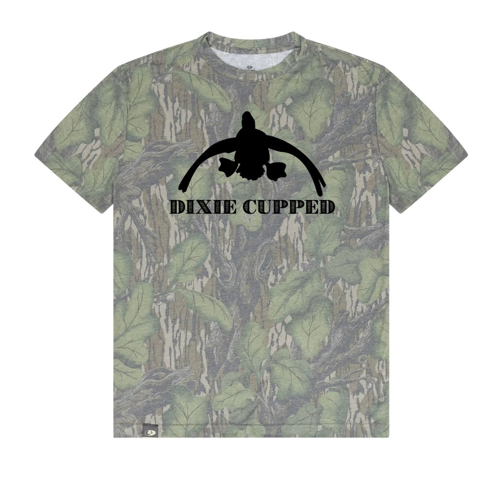 Dixie Cupped - Washed Out Mossy Oak Full Foliage Cupped Duck Tee