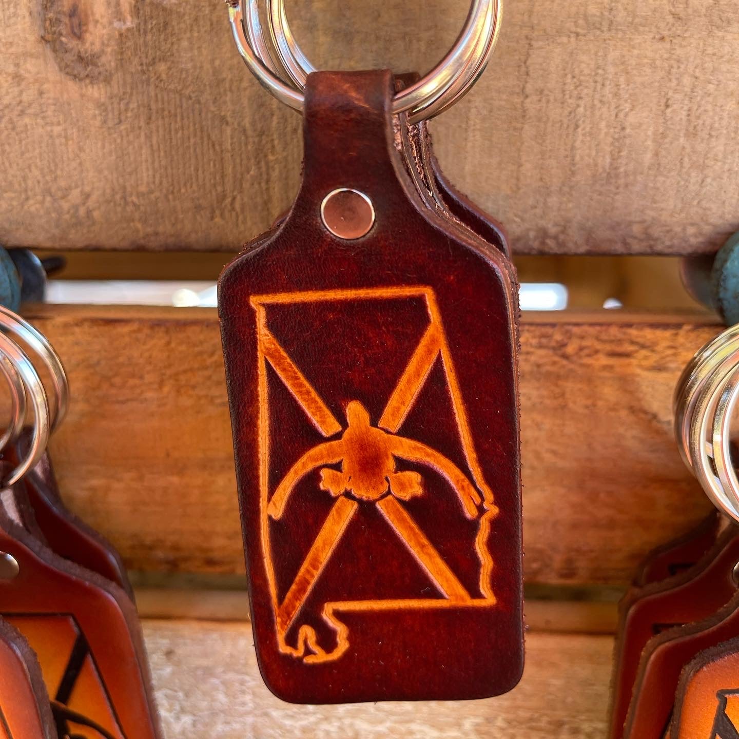 Dixie Cupped- Handcrafted Leather Keychain (chocolate)