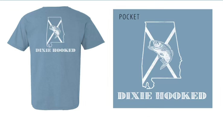 Dixie Hooked Alabama T-Shirt Ice Blue