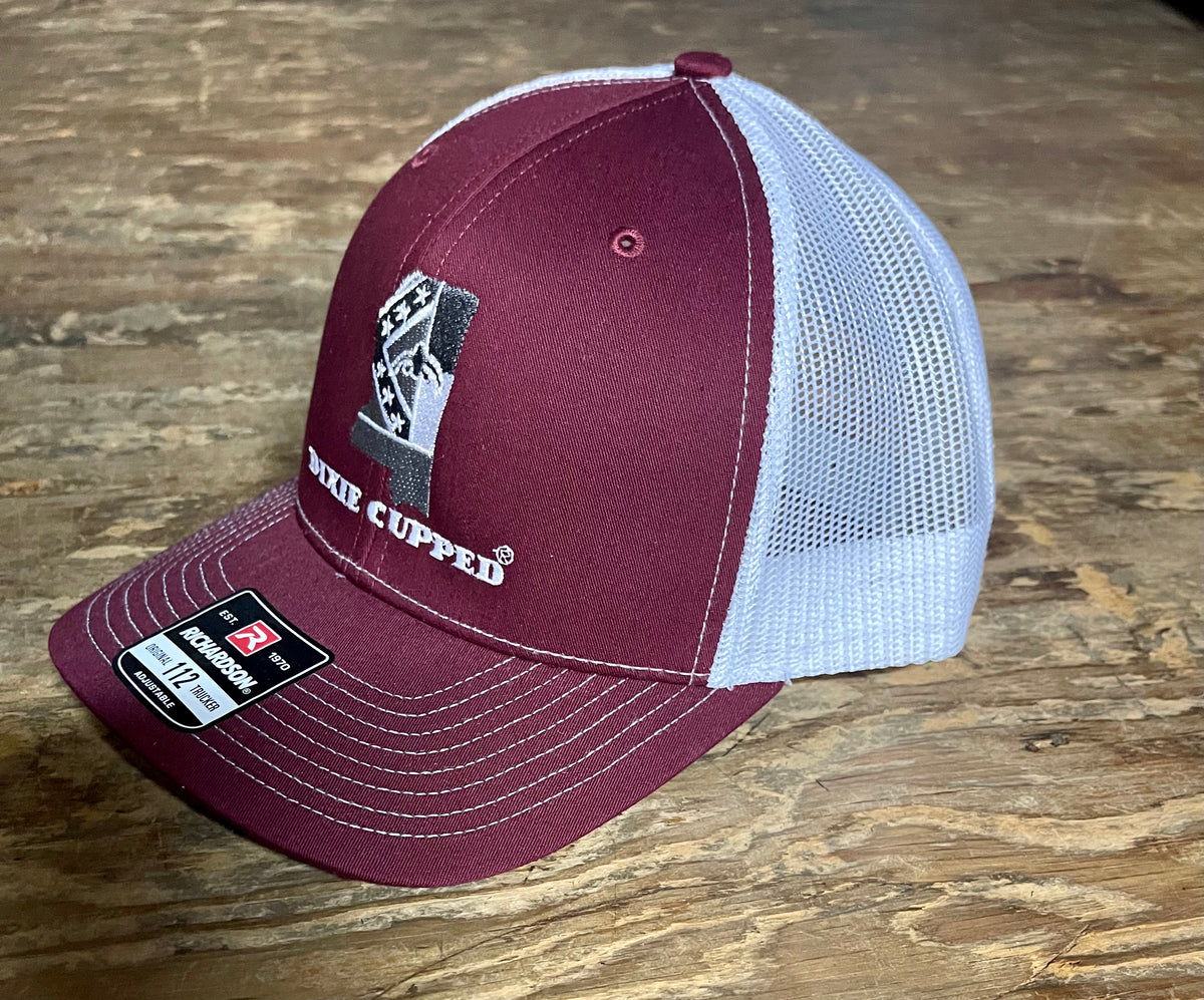 Dixie Cupped Richardson 112 Maroon w/ White Mesh SnapBack